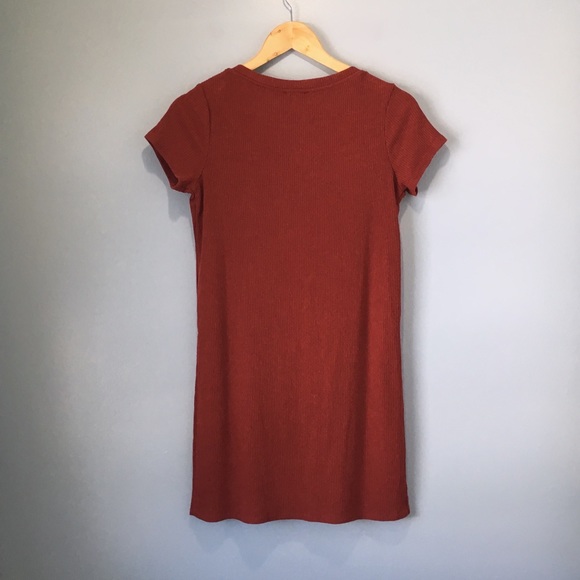 Burgundy Red Short Sleeve Ribbed Sleep Shirt - Picture 8 of 8